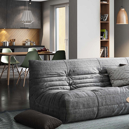 Диван ДеФранс серого цвета в квартире-студии